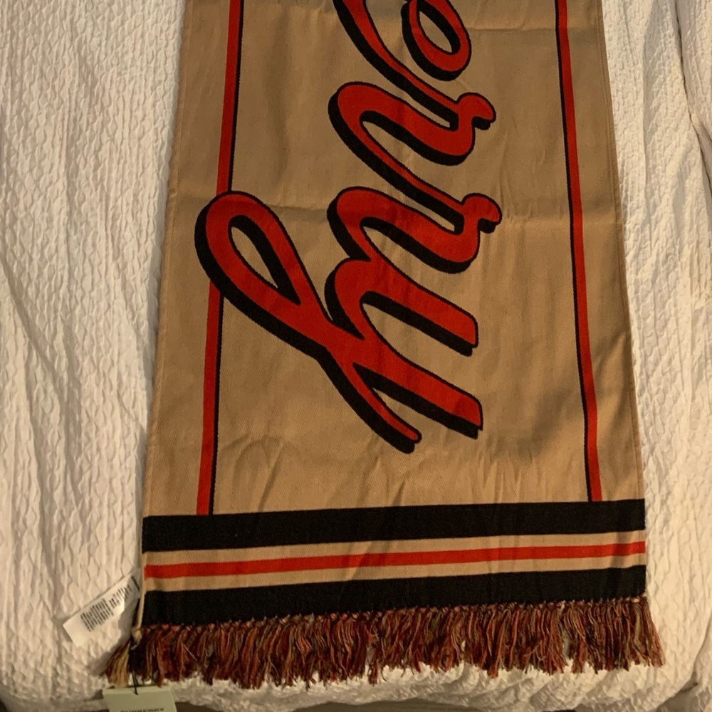BURBERRY-Script Football Scarf - Picture 3 of 4